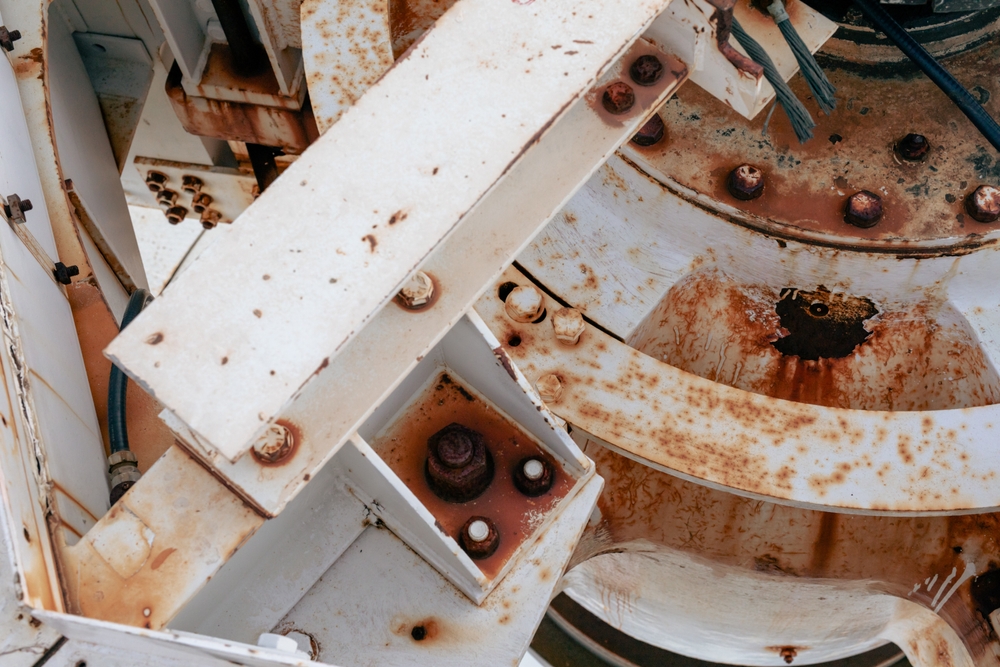 Detailed,Close,Up,Vire,Of,A,White,Painted,Metal,Structure